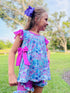 Girls Seashell Summer Ruffle Shorts Set with Matching Bow - Bowtism